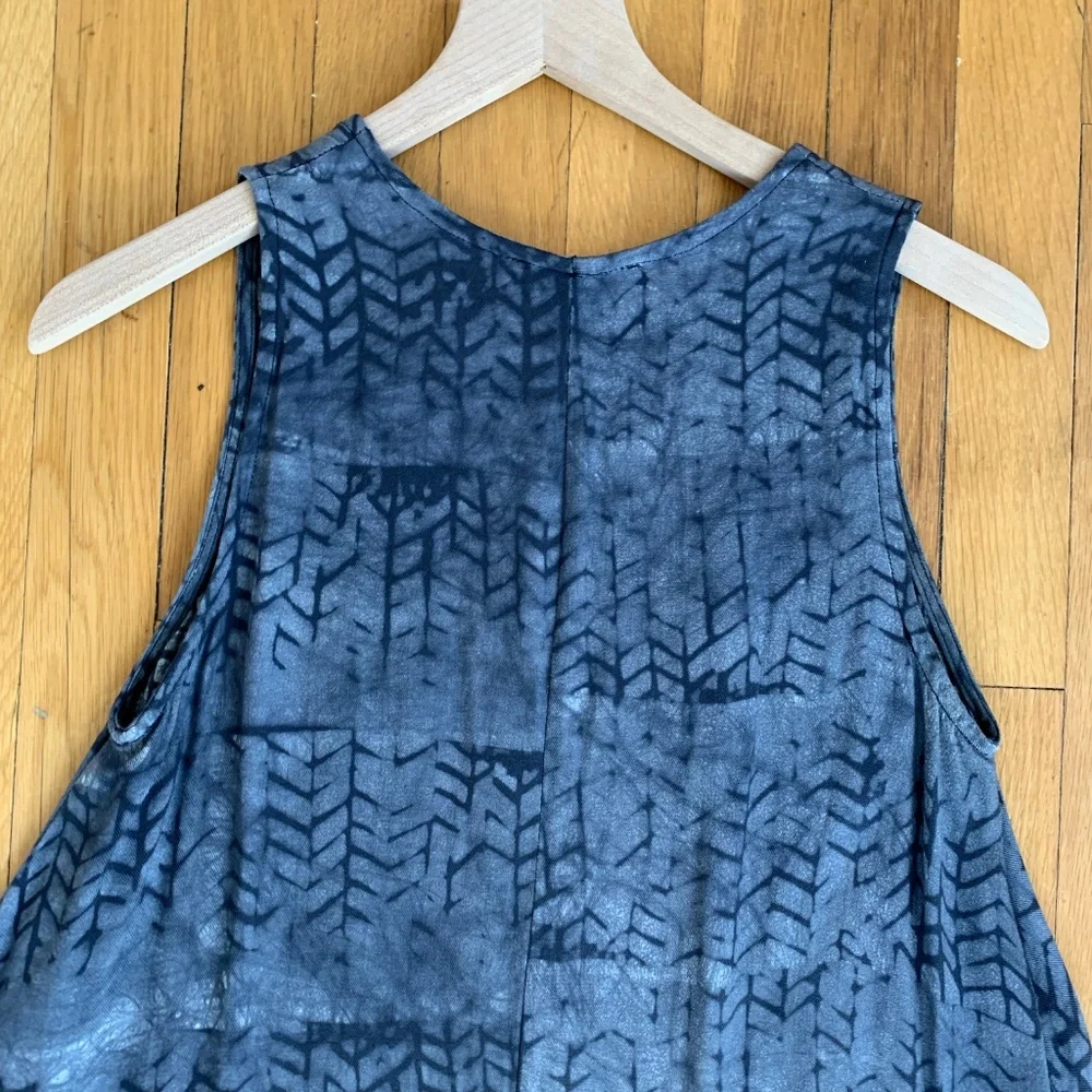 NWOT Della Batik Print Sleeveless Cotton Tent Swing Dress in Blue Size Small